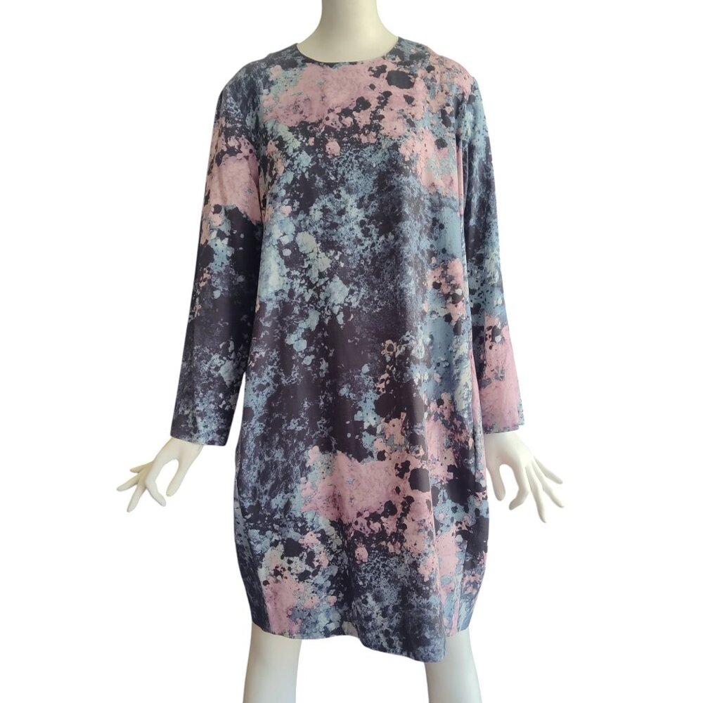 COS Bohemian Abstract Splatter Print Cupro Cotton Slouchy Sack Dress w Pockets 8